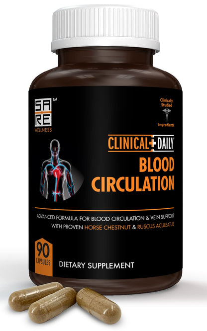 Blood Circulation Support - Butchers Broom, Horse Chestnut, Cayenne, Diosmin (90 Caps)