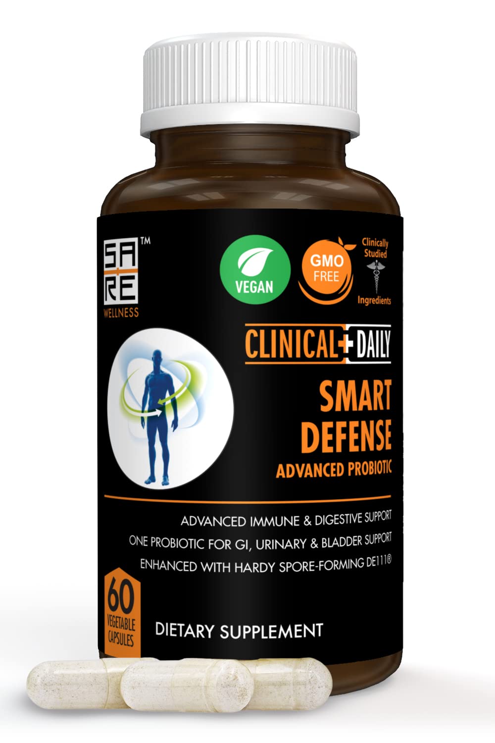 Clinical Daily Smart Defense Mega Spore Probiotic – Bacillus Subtilis & Lactobacillus plantarum | 60 Vegan Capsules