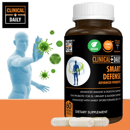 Clinical Daily Smart Defense Mega Spore Probiotic – Bacillus Subtilis & Lactobacillus plantarum | 60 Vegan Capsules