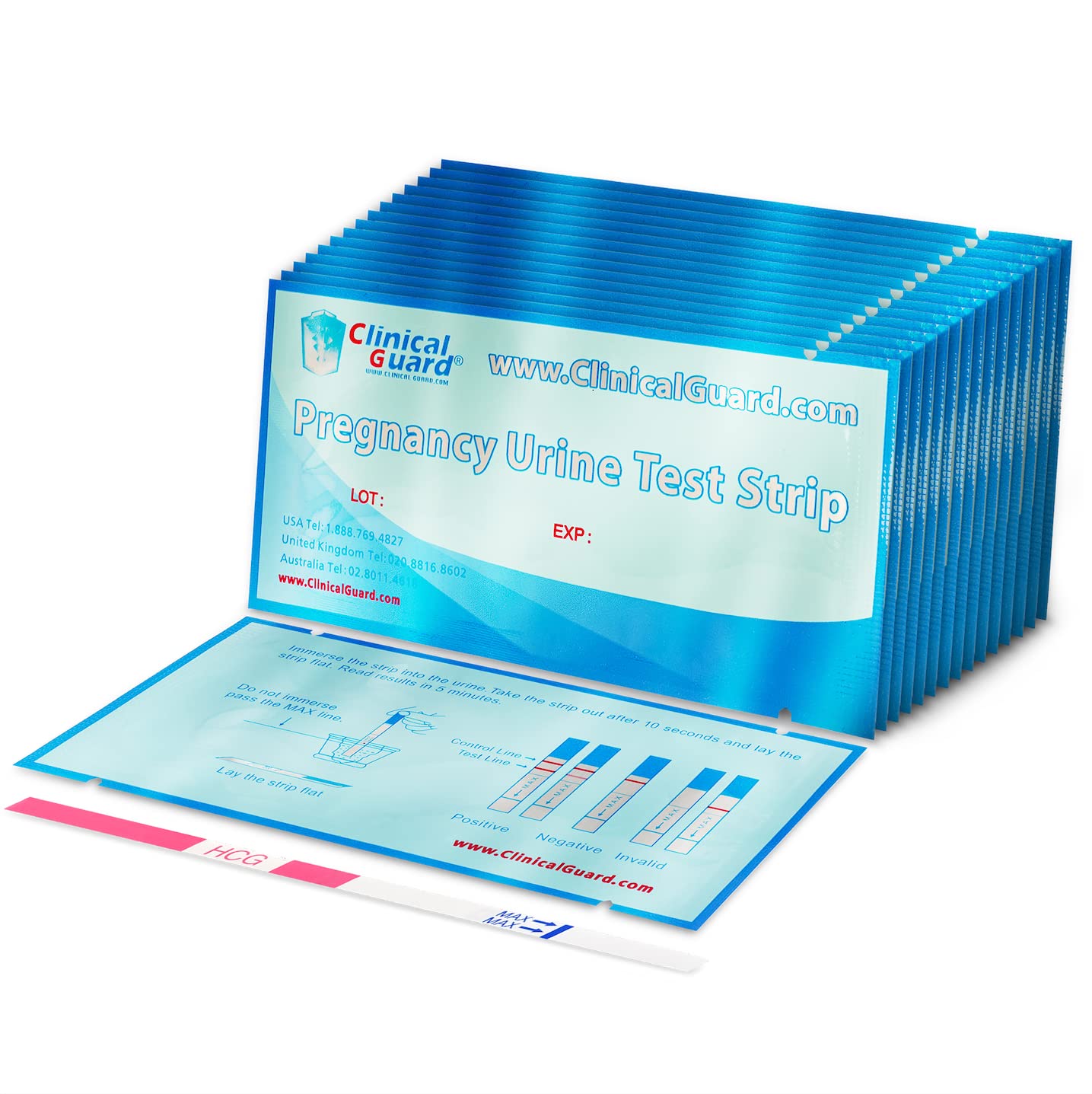 Clinical Guard 25 Pregnancy Tests - Early Detection Strips, 5-Min Results, HCG Kit for Women