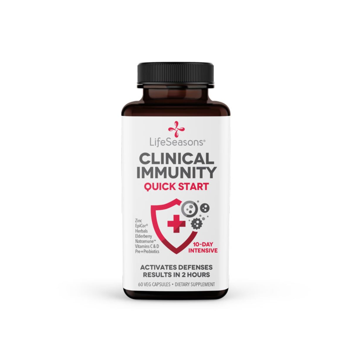 Clinical Immunity - Quick-Start - Immune System Support - Rapid Immunity Response - Boosts Antibodies, B + T + NK Cells, Neutrophils & Macrophagens - Black Elderberry & Pre + Probiotics - 60 Capsules