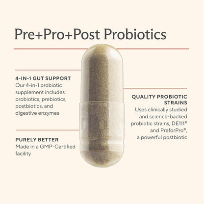Premium 4-in-1 Probiotic with Prebiotic, Postbiotic & Digestive Enzymes – Gut Health, Digestion & Immunity – 60 Capsules