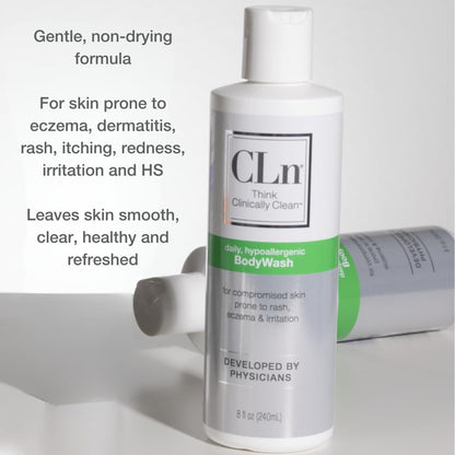 CLn BodyWash – Non-Drying, Fragrance-Free Cleanser for Compromised Skin (8 fl oz) | Eczema & HS Friendly