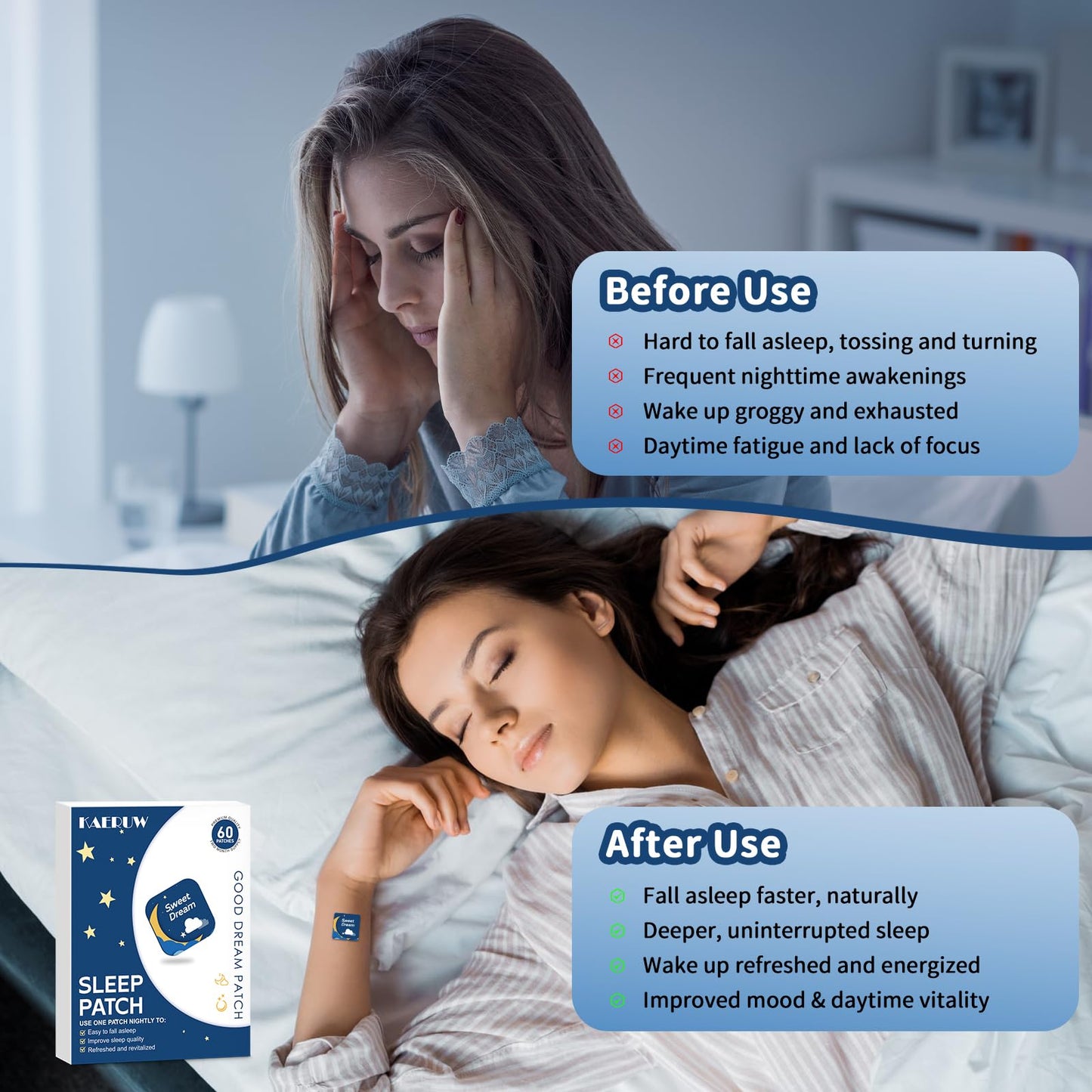Sleep Patches for Adults - Extra Strength Insomnia Support | 1 Box 60 Patches | BB21