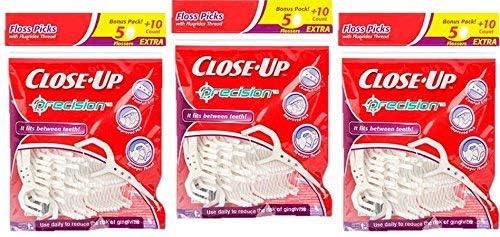Close-Up Precision Floss Picks – 60 Ct, Pack of 3 (180 Flossers)