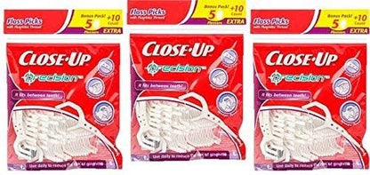 Close-Up Precision Floss Picks – 60 Ct, Pack of 3 (180 Flossers)