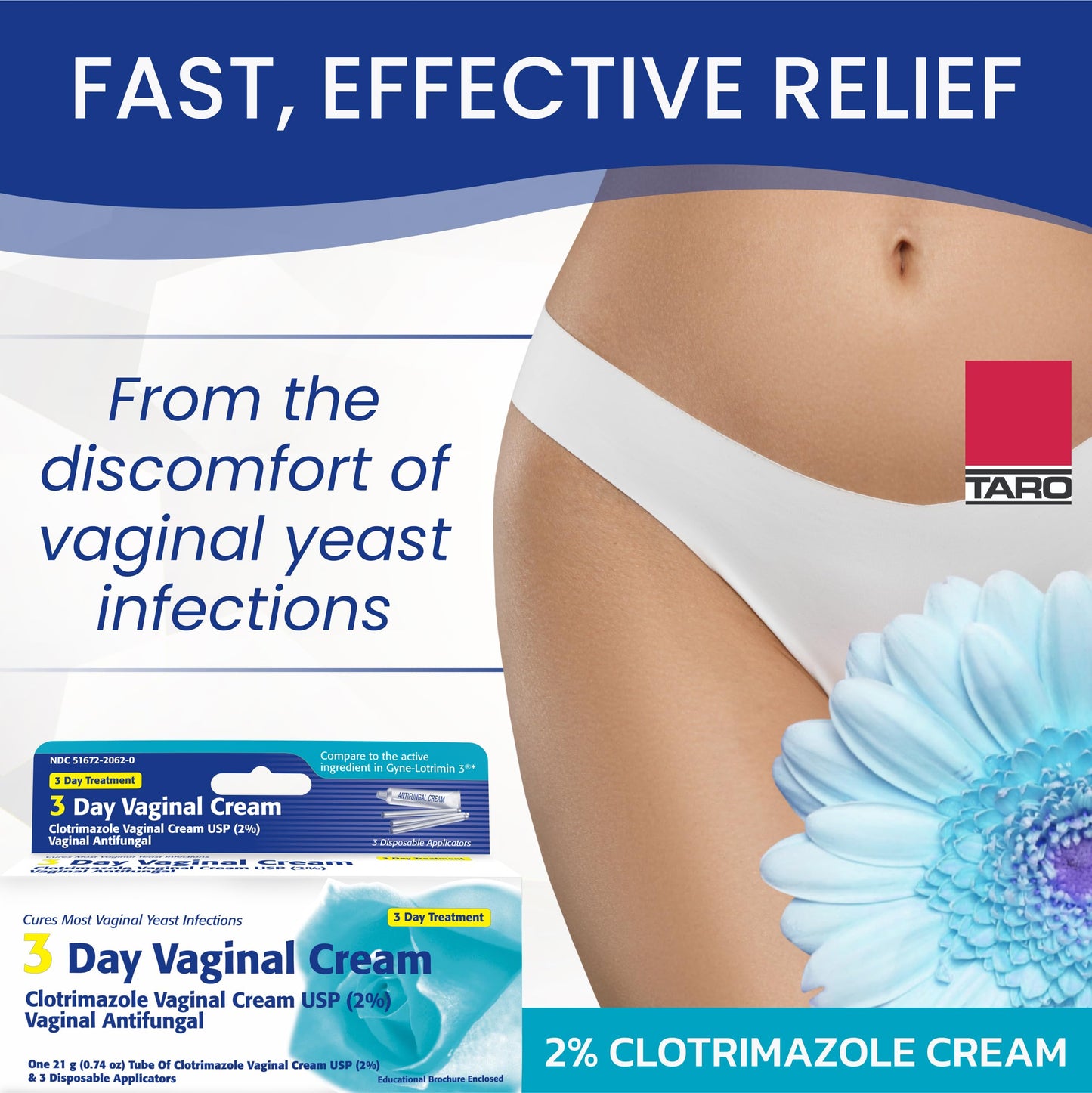 Clotrimazole 3-Day Vaginal Cream - 0.74 oz Tubes (Pack of 3) | Hygienic, Travel-Friendly
