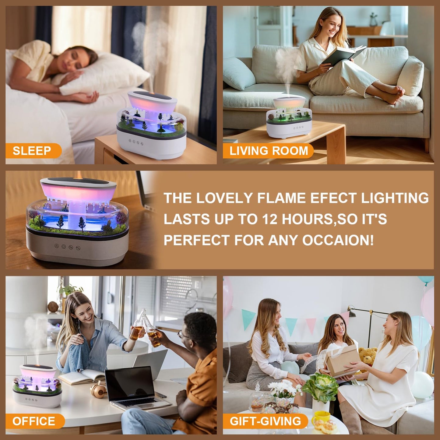 Cloud Rain Humidifier | 7-Color Rainfall Night Light, 250ml Diffuser with Auto-Off