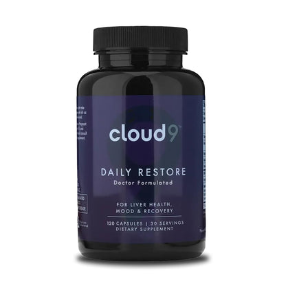 Cloud9 Daily Restore – Liver Detox & Recovery Supplement with Milk Thistle, NAC & B-Vitamins | 120 Capsules | Made in USA