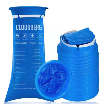 CLOUDBERG 24 Pack Blue Emesis Bags – Disposable Nausea Bags for Travel