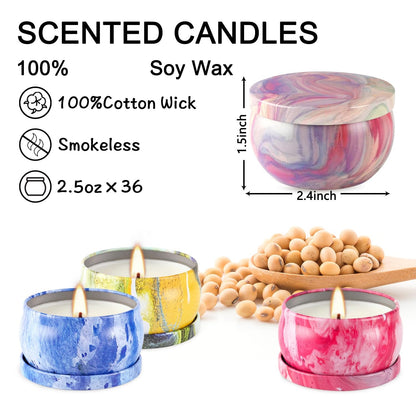 CLTNIKET 36 Packs Scented Candles Gift Set – 2.5 oz Portable Jars for Spa, Yoga, Aromatherapy