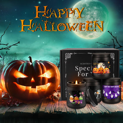 CLTNIKET Halloween Scented Candle Set - 4-Pack 7oz Soy Candles