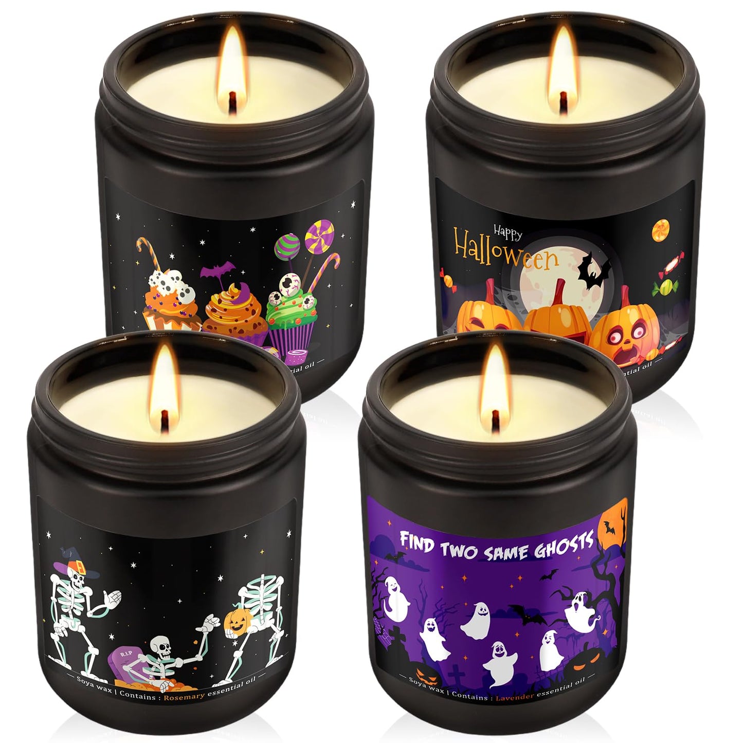 CLTNIKET Halloween Scented Candle Set - 4-Pack 7oz Soy Candles