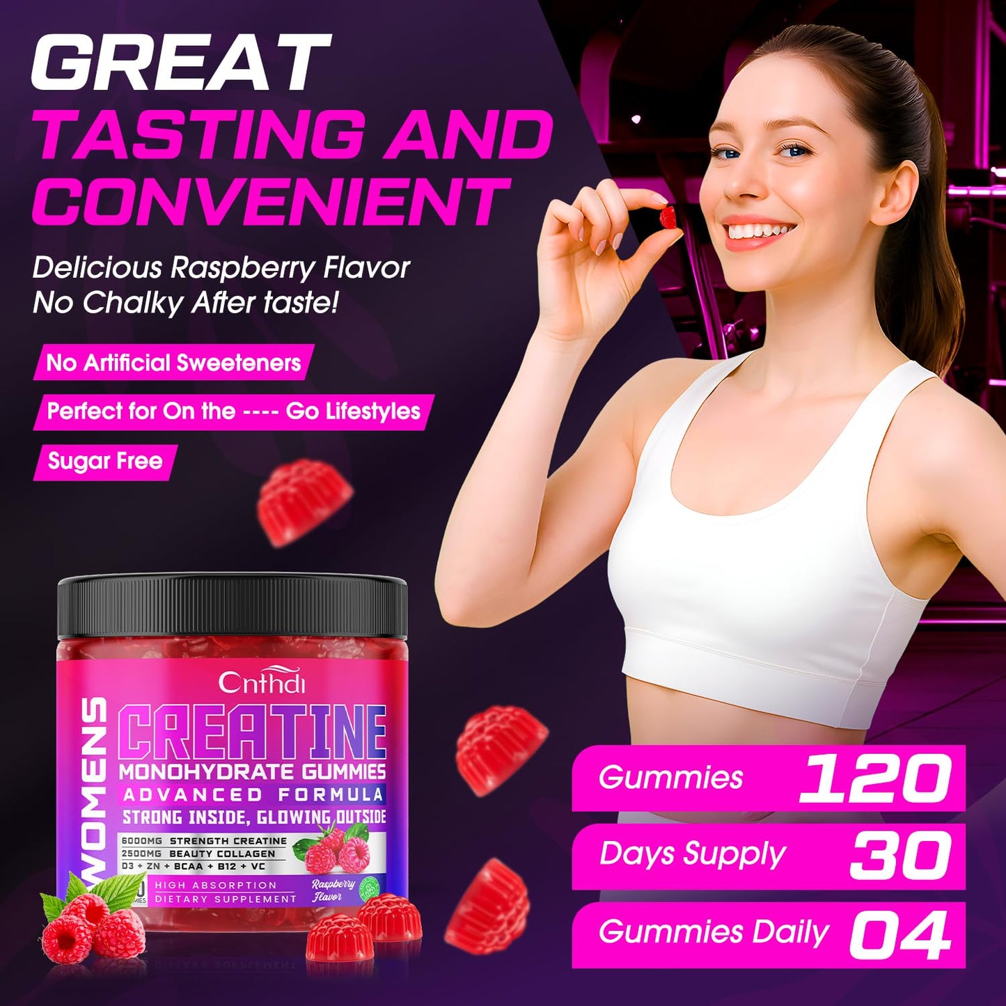 CNFHDI Creatine Monohydrate Gummies 6000MG – Women’s Pre-Workout
