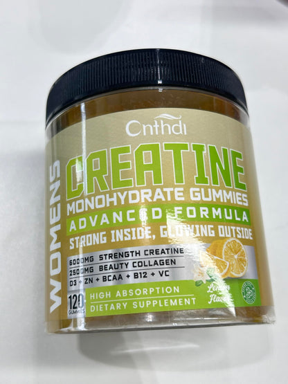 CNFDHI Creatine Gummies Monohydrate 6000MG, Pre-Workout for Women, Collagen, L-Taurine, BCAA 2:1, B12& Vitamin C for Muscle Support, Enhance Strength, Energy Boost, 30 Days Supply