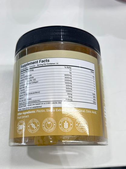 CNFDHI Creatine Gummies Monohydrate 6000MG, Pre-Workout for Women, Collagen, L-Taurine, BCAA 2:1, B12& Vitamin C for Muscle Support, Enhance Strength, Energy Boost, 30 Days Supply