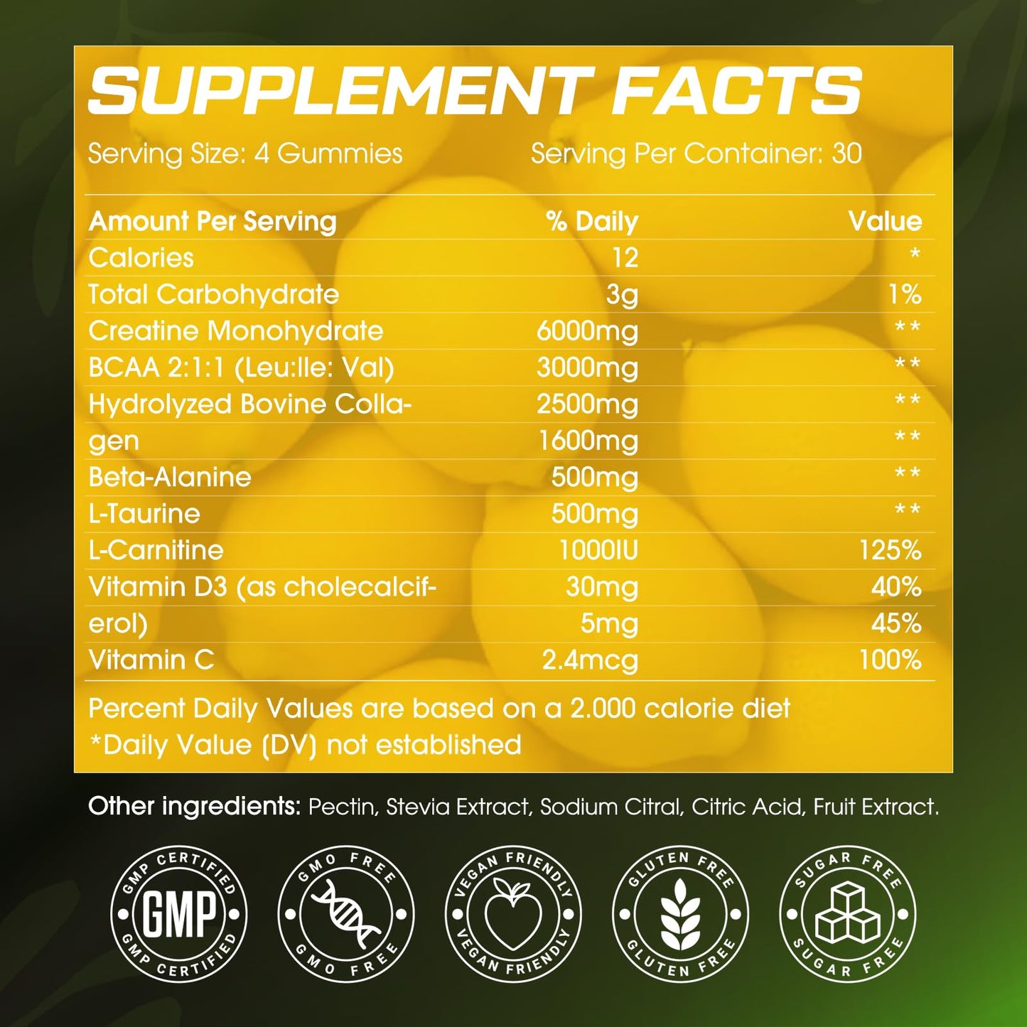 CNFDHI Creatine Gummies Monohydrate 6000MG, Pre-Workout for Women, Collagen, L-Taurine, BCAA 2:1, B12& Vitamin C for Muscle Support, Enhance Strength, Energy Boost, 30 Days Supply