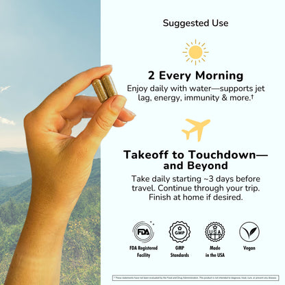Co-Pilot Travel Brand 2 Pack - Jet Lag Prevention, Ashwagandha, Rhodiola, D3+ for Immune Support | Vegan 120 Count