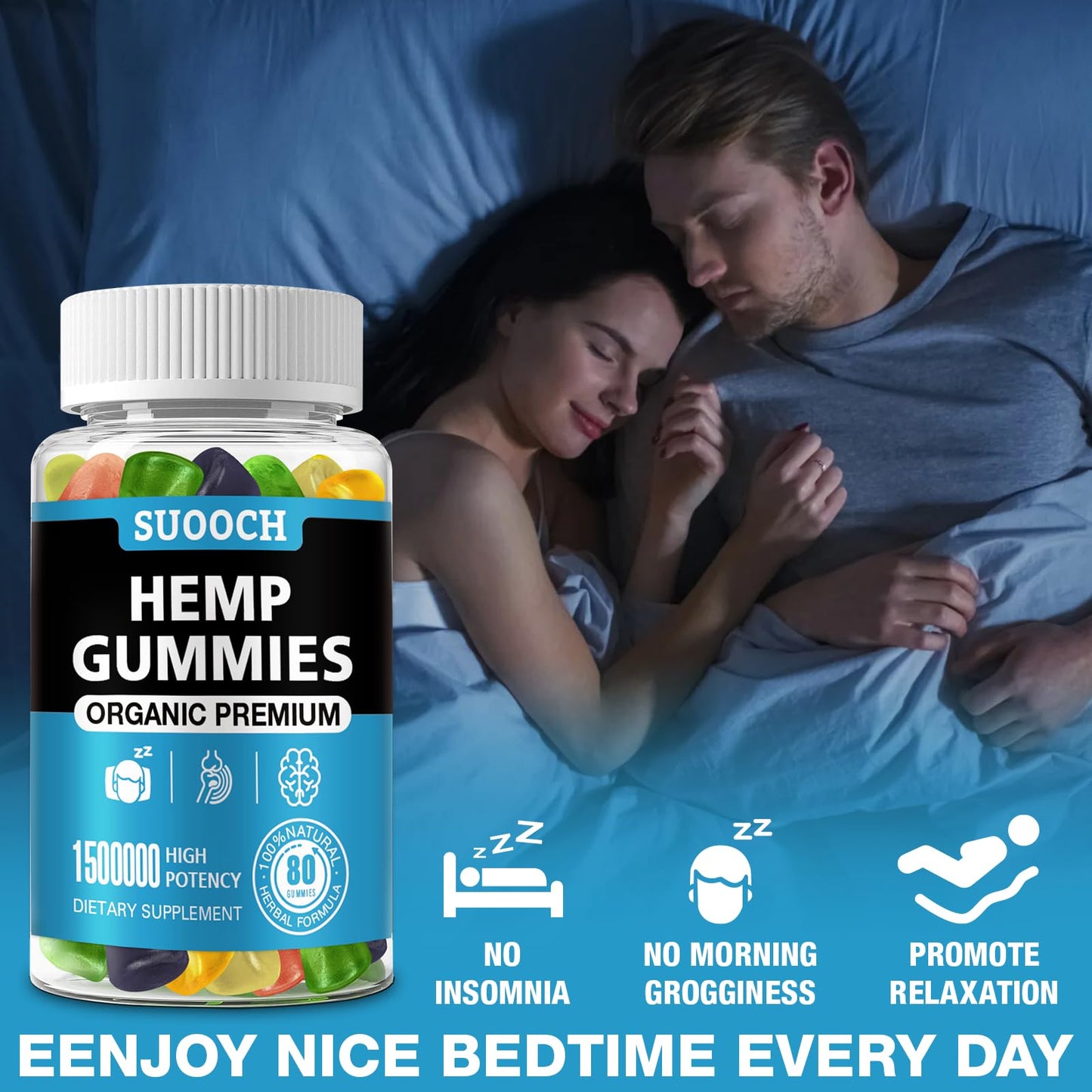 Natural Hemp Gummies – High Potency for Pain, Sleep & Anxiety (2-Pack)