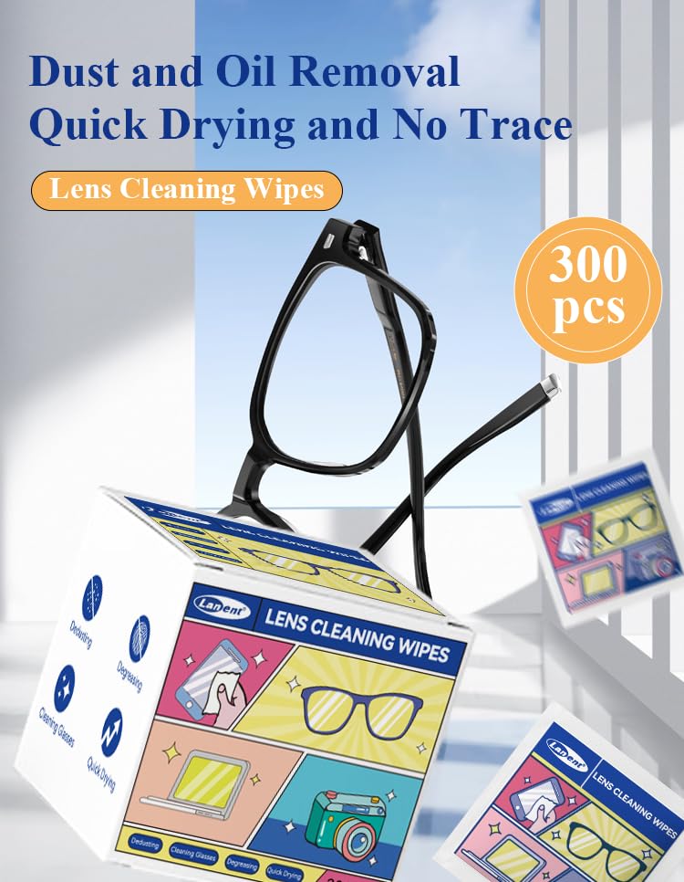 Glasses Cleaner Wipes (300 PCS) – Lens & Screen Wipes for Eyeglasses