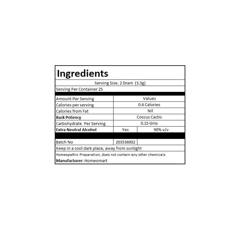 homeomart.com Coccus Cactis Homeopathy Pellets 200C Potency - Pack of 3