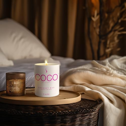 COCO by Stone 11oz Candle – Coconut Apricot Wax, Tiare Scent, Vegan & Clean Burning