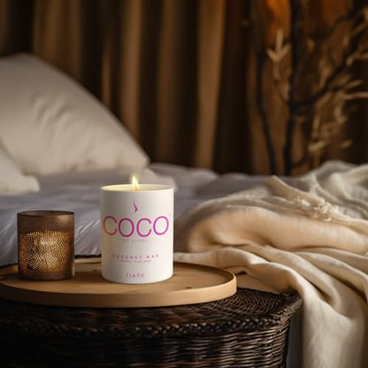 COCO by Stone 11oz Candle – Coconut Apricot Wax, Tiare Scent, Vegan & Clean Burning