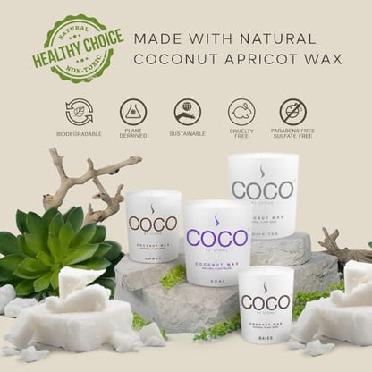 COCO by Stone 11oz Candle – Coconut Apricot Wax, Tiare Scent, Vegan & Clean Burning