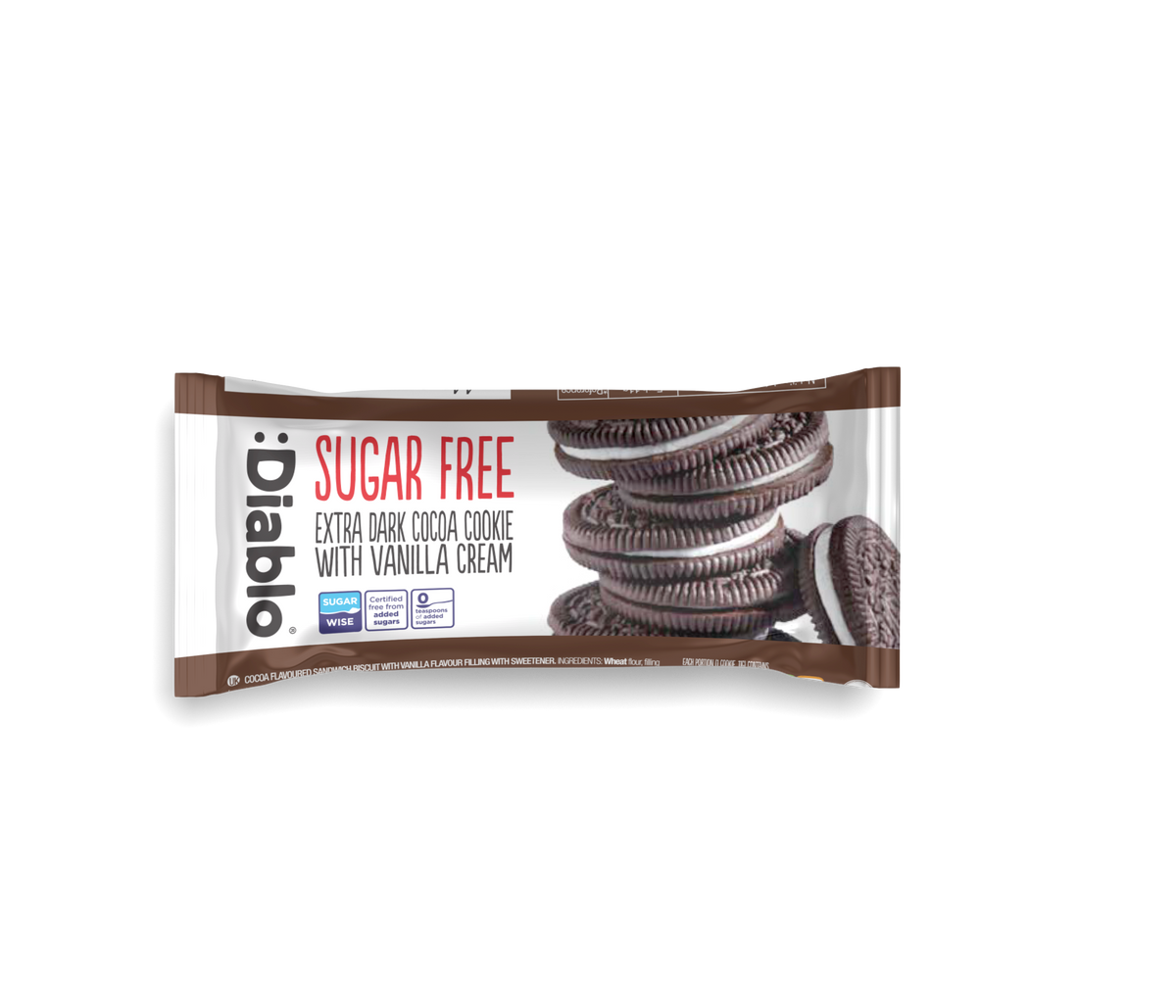 Extra Dark Sandwich Cookies with Vanilla Cream (44g) Diablo Sugar Free