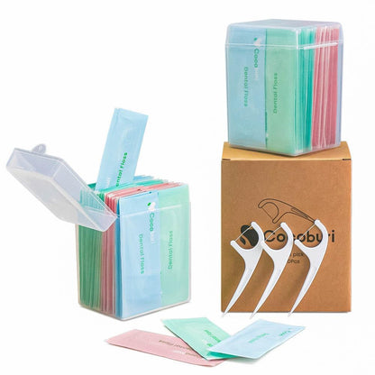 COCOBURI Ultra-Fine Dental Floss Picks - 100 Count (Pack of 2), Individually Packaged