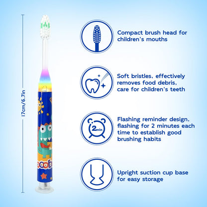 COCOBURI Flashing Toothbrush for Kids – Soft Bristle Toddler Toothbrush with Timer (Pack of 2)