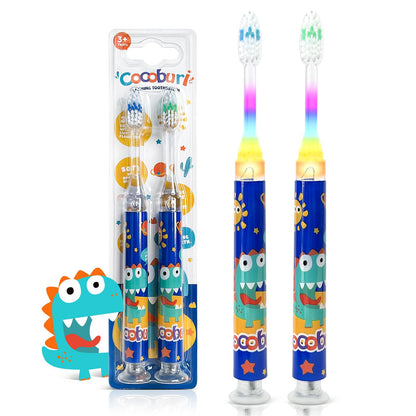 COCOBURI Flashing Toothbrush for Kids – Soft Bristle Toddler Toothbrush with Timer (Pack of 2)