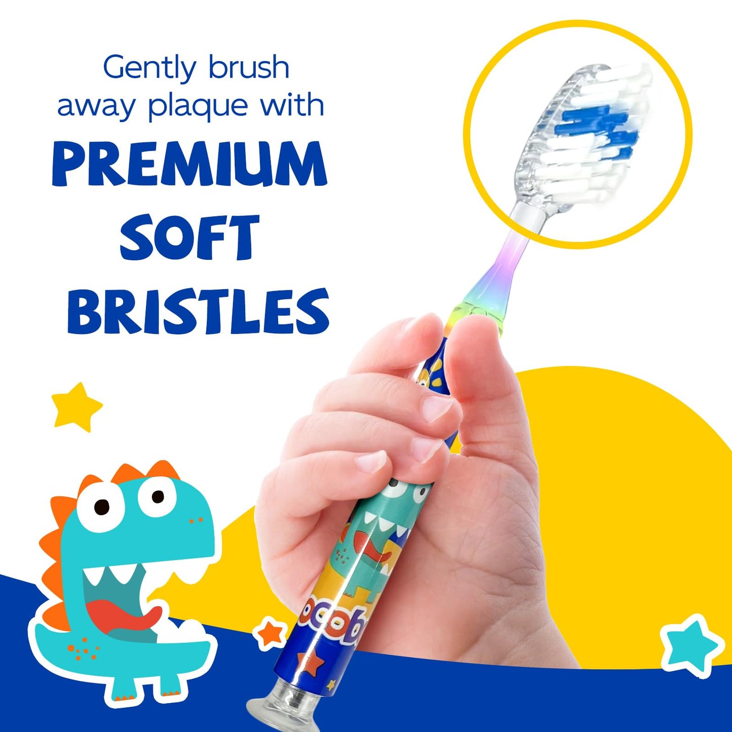COCOBURI Flashing Toothbrush for Kids – Soft Bristle Toddler Toothbrush with Timer (Pack of 2)