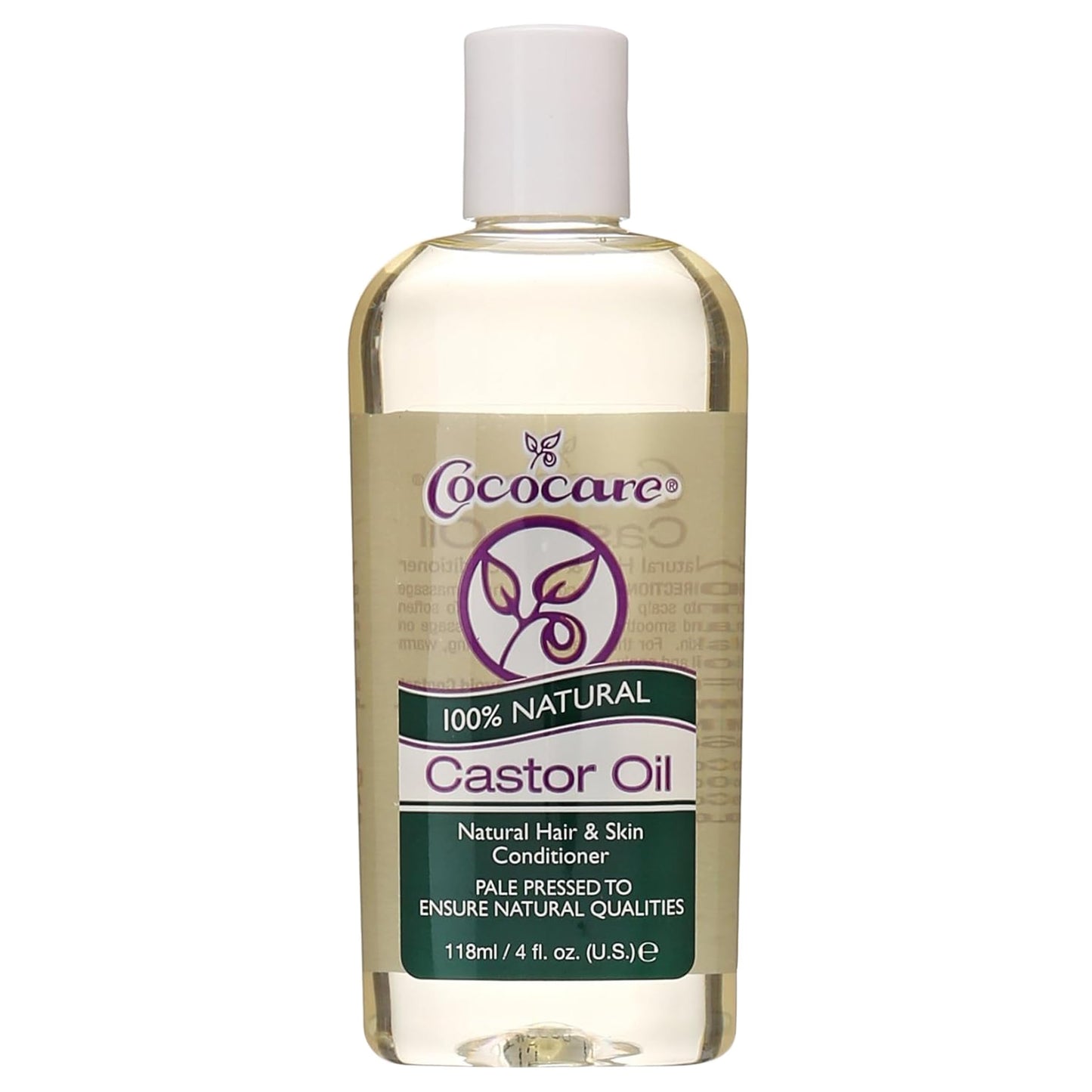 Cococare Castor Oil - Organic Cold-Pressed 4 oz for Hair, Lashes & Skin