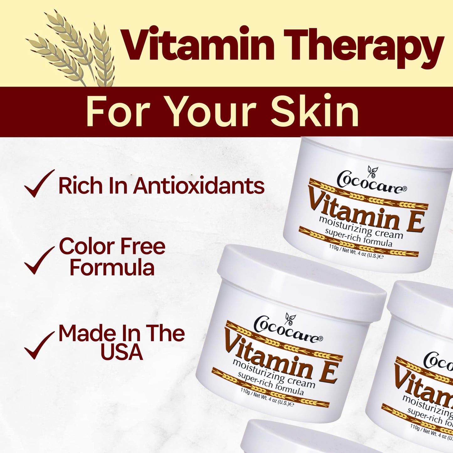 Cococare Vitamin E Super Rich Formula Moisturizing Cream 4 oz - Hydrating Skin Moisturizer