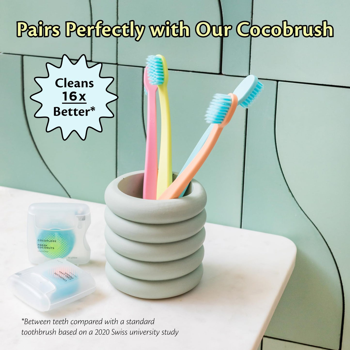 Cocofloss Woven Dental Floss – Dentist-Designed, Coconut Oil, Orange Scent, Waxed, Kid-Friendly, 3 Spools (33 yd each)