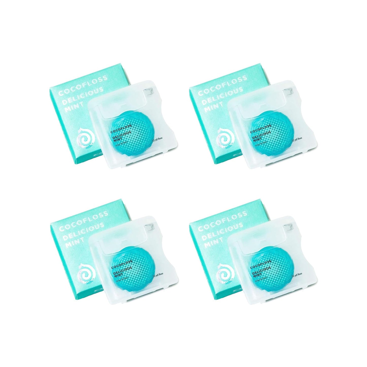 Cocofloss Woven Dental Floss – Dentist-Designed, Mint, Vegan (4 x 33 yd)