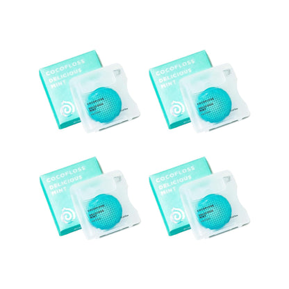 Cocofloss Woven Dental Floss – Dentist-Designed, Mint, Vegan (4 x 33 yd)