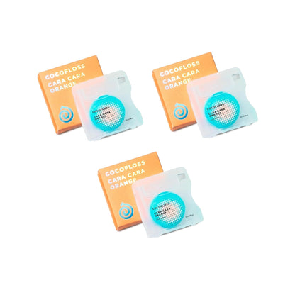 Cocofloss Woven Dental Floss – Dentist-Designed, Coconut Oil, Orange Scent, Waxed, Kid-Friendly, 3 Spools (33 yd each)