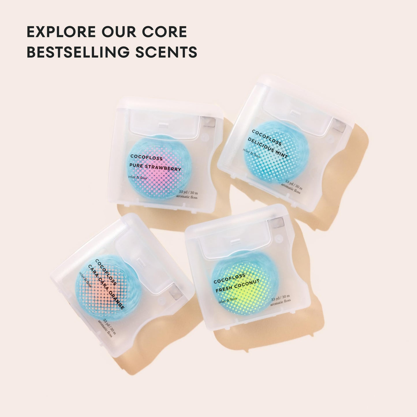Cocofloss Woven Dental Floss – Dentist-Designed, Vegan, Kid-Friendly (4-Pack)