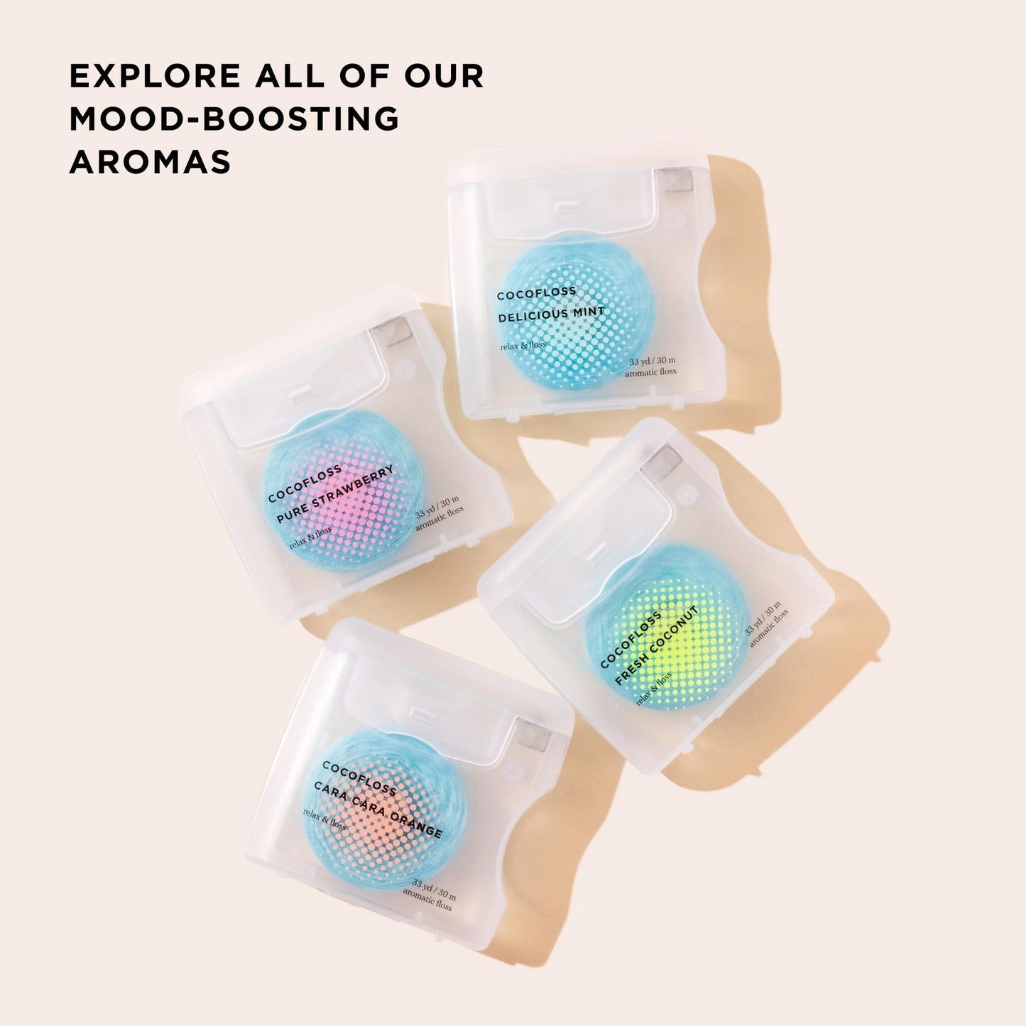 Cocolab Woven Dental Floss – Dentist-Designed, Coconut-Scented, Waxed & Expanding, Kid-Friendly | 4 Spools (33 yd Each)
