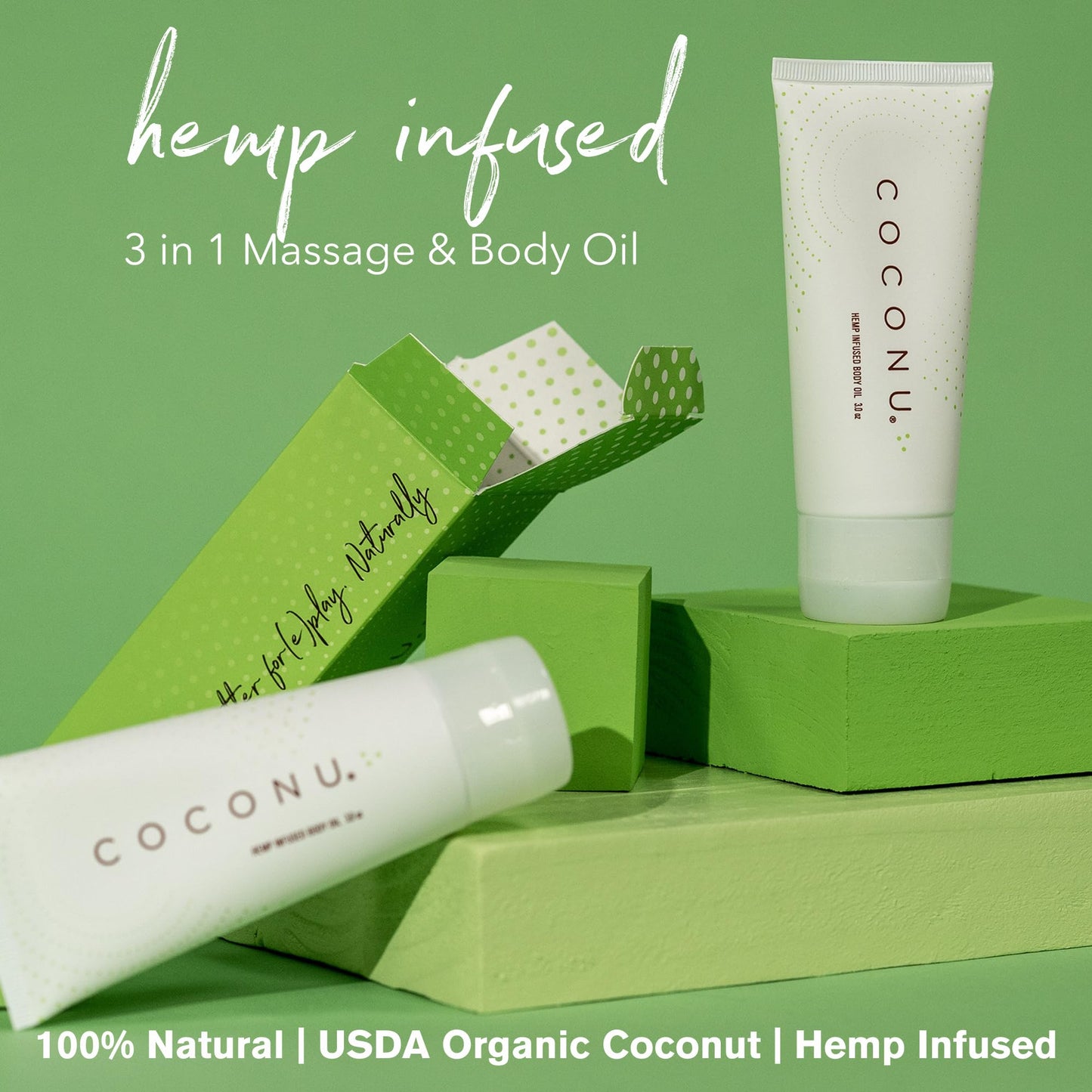 Coconu Hemp Infused Moisturizing Oil | Organic Coconut Oil | Fragrance-Free | 3 oz
