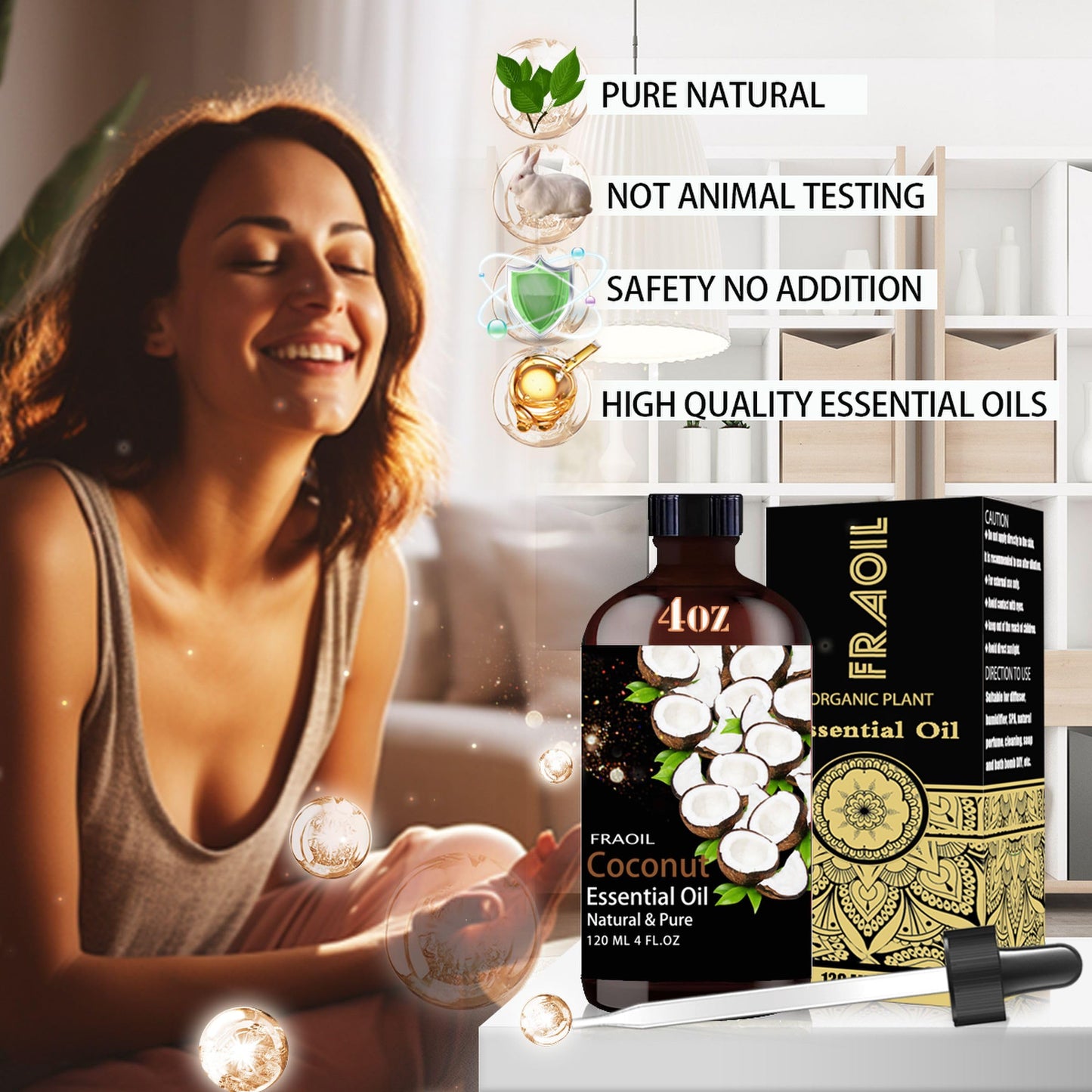 Coconut Essential Oil 4oz (120 ml) - Diffuser, DIY Crafts & Gifts | FRAOIL