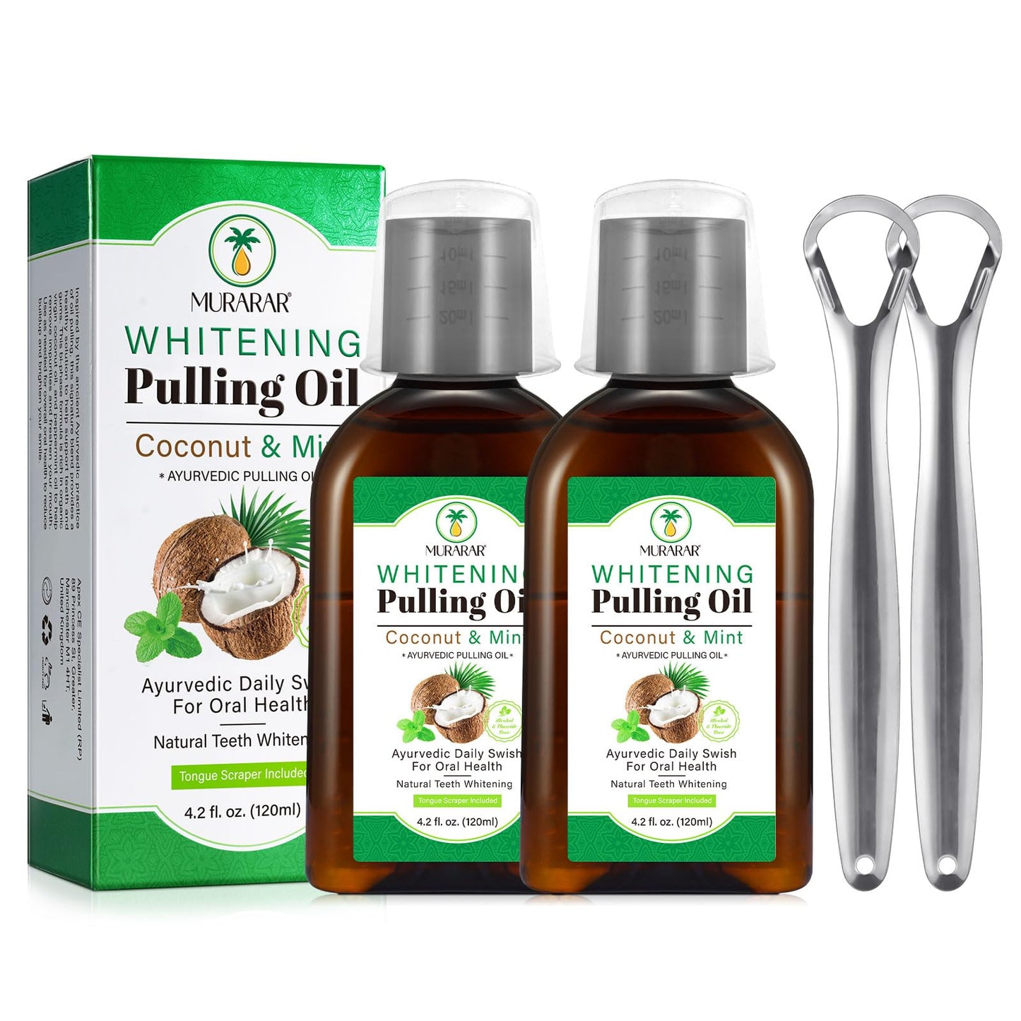 Coconut Mint Oil Pulling Mouthwash – 2-Pack, Natural & Alcohol-Free