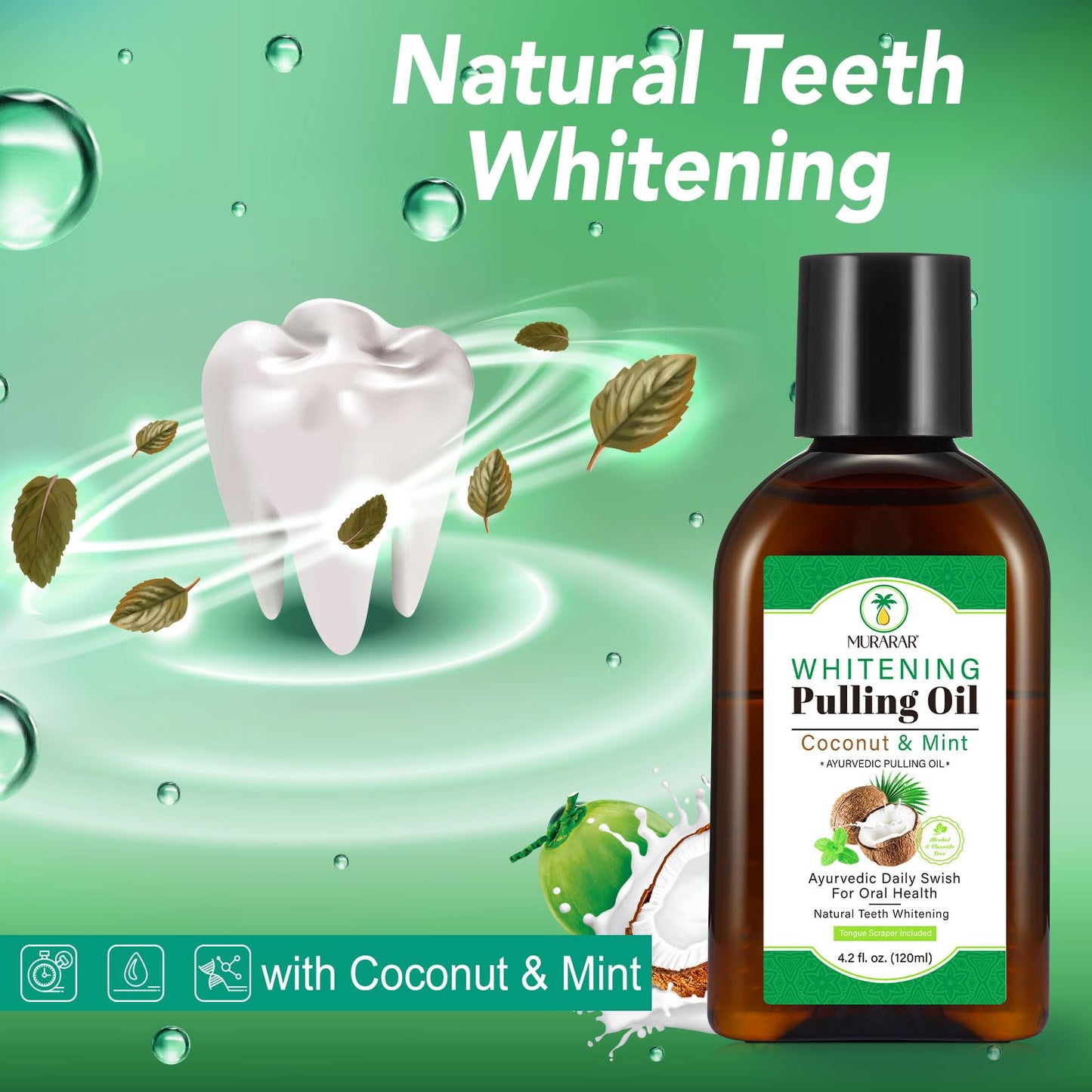 Coconut Mint Oil Pulling Mouthwash – 2-Pack, Natural & Alcohol-Free