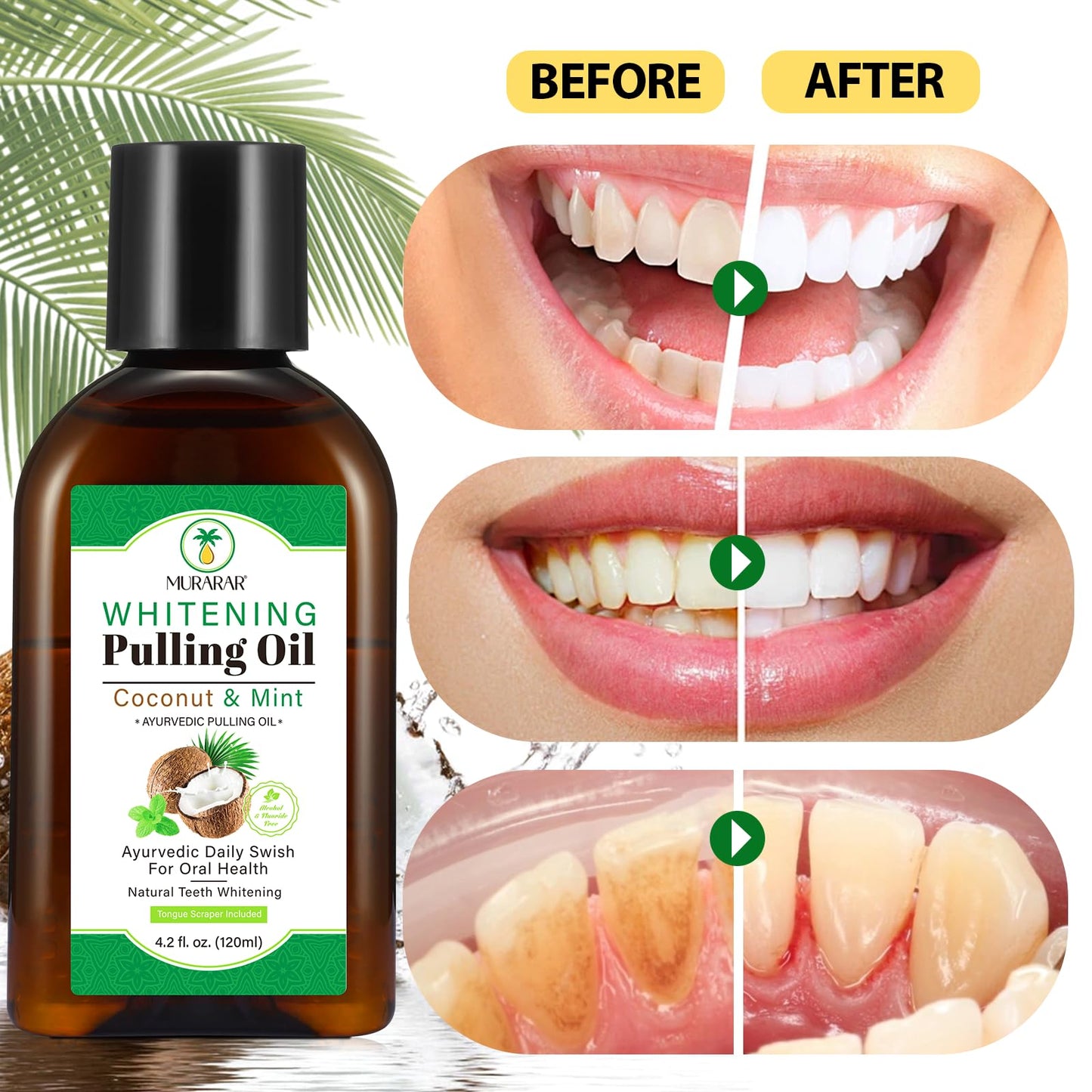 Coconut Mint Oil Pulling Mouthwash – 2-Pack, Natural & Alcohol-Free
