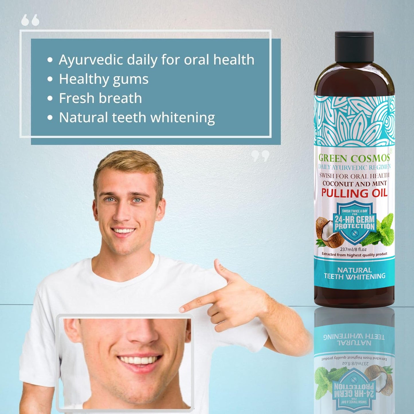 Coconut Mint Pulling Oil Mouthwash 237ml – Ayurvedic, Alcohol & Fluoride Free