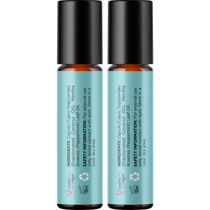 Peppermint Oil Roll-On | Pure Peppermint Rollerball for Headaches (2 Pack)