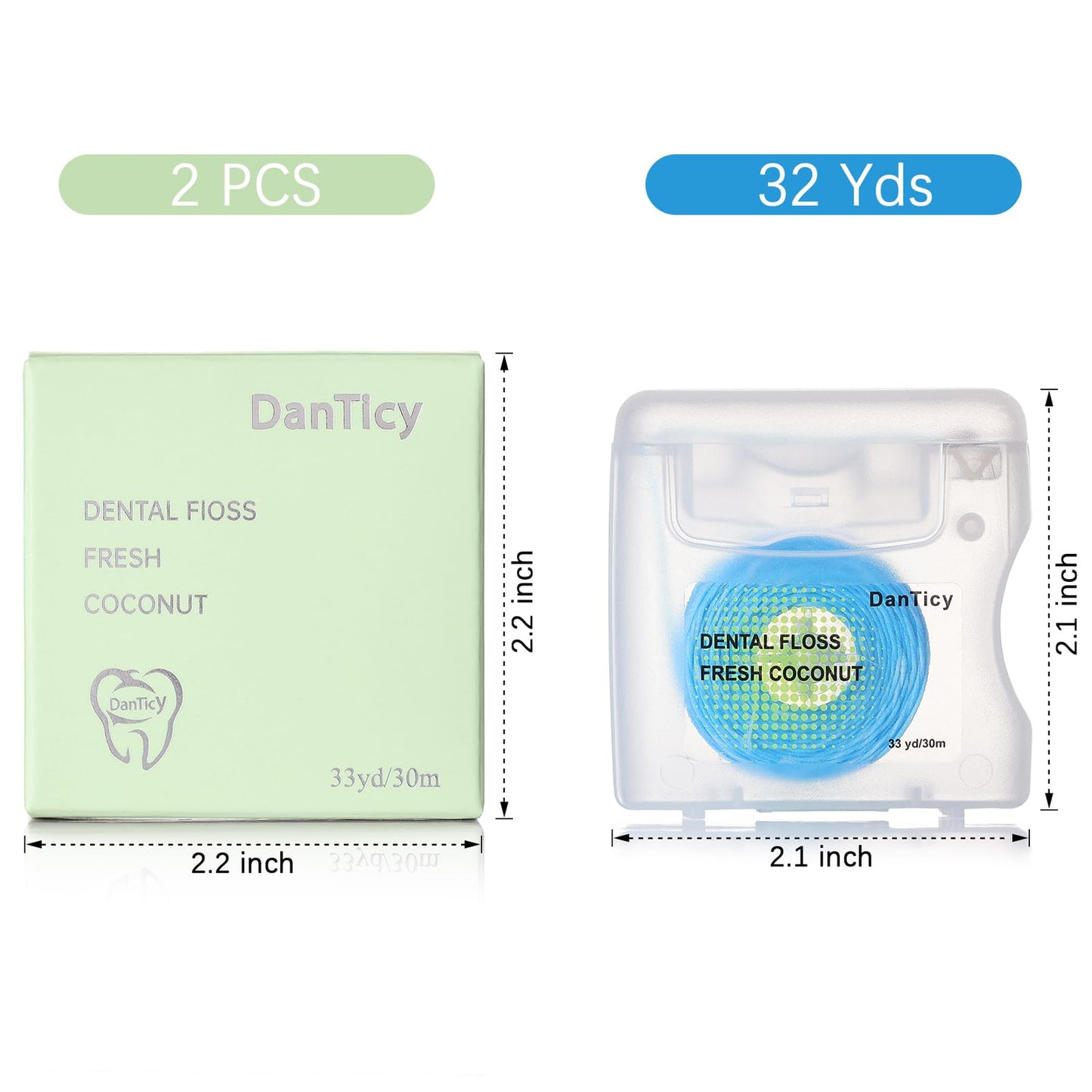 Coconut-Oil Infused Woven Dental Floss – PFAS Free, Coconut Flavor (33 Yds x 2 Unit)