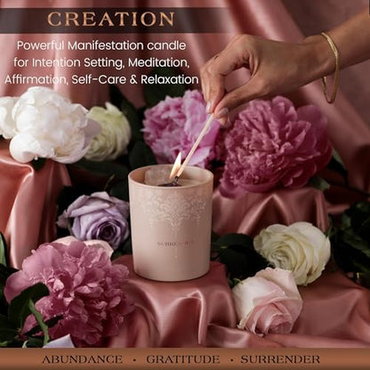 Luxury Crystal Candle for Women – Velvet Rose & Patchouli, Quartz Crystals